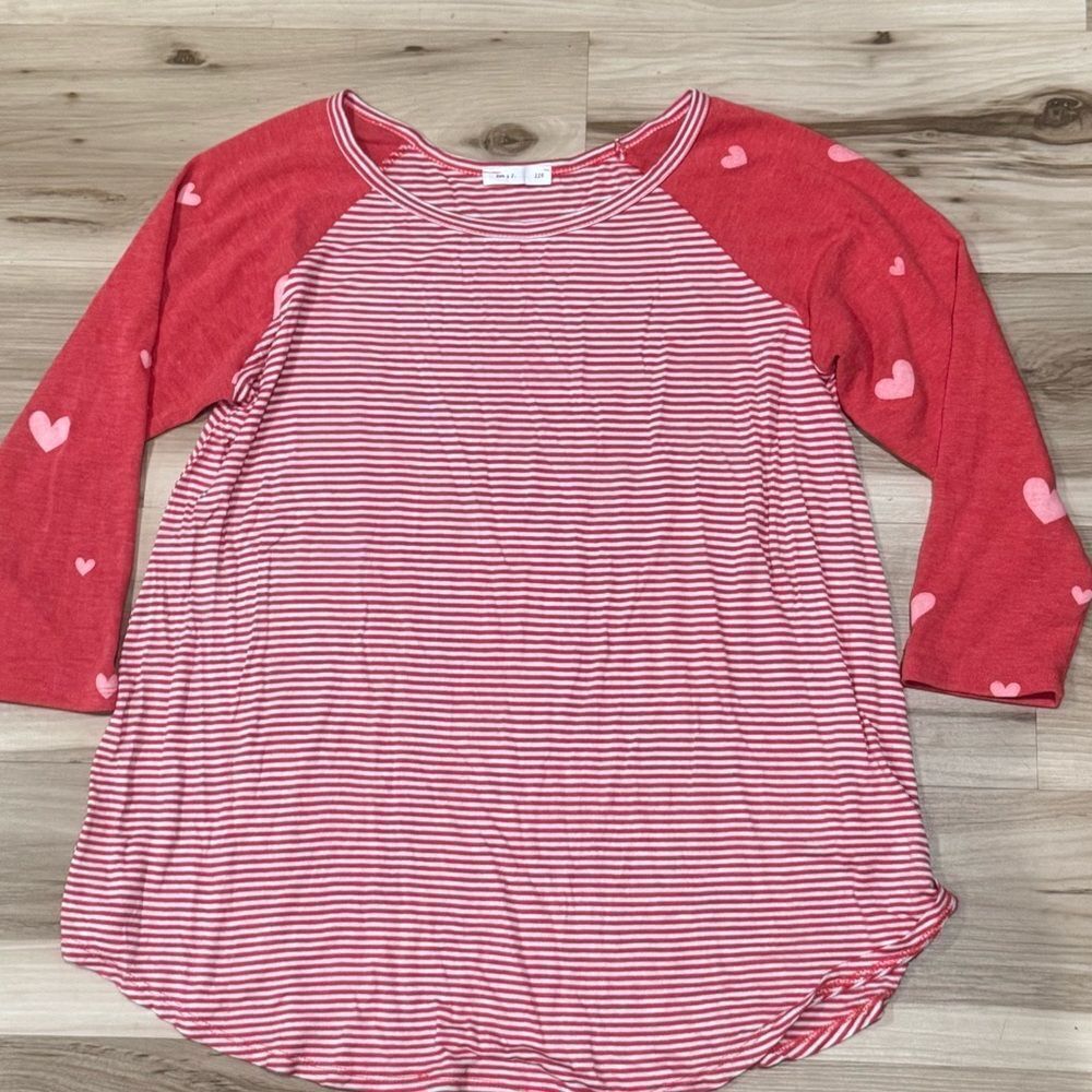 Reb & J. Stripes and Heart Long Sleeve Shirt Top Women’s Large